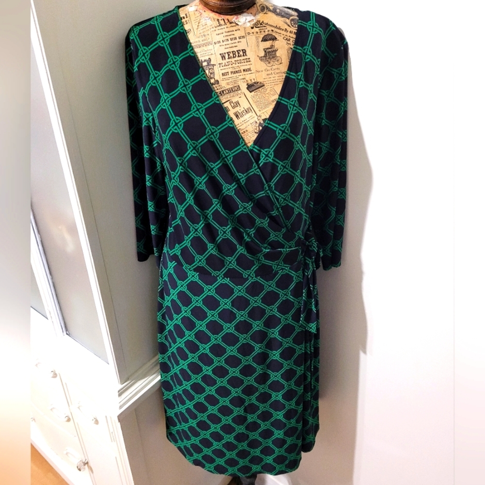 Lauren Ralph Lauren geometric pattern wrap dress sz 12 - Picture 2 of 11